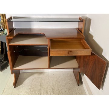 SET MOBILE BAR Art Dèco CREDENZA Anni 60 SGABELLO LEGNO VETRO MADE ITALY DESIGN