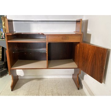 SET MOBILE BAR Art Dèco CREDENZA Anni 60 SGABELLO LEGNO VETRO MADE ITALY DESIGN