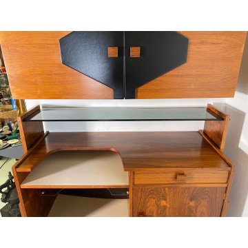 SET MOBILE BAR Art Dèco CREDENZA Anni 60 SGABELLO LEGNO VETRO MADE ITALY DESIGN