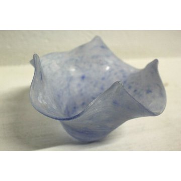  VASO FAZZOLETTO VETRO SCAVO MURANO INDACO VETRERIA Cenedese FIRMATO VENEZIA '