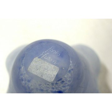  VASO FAZZOLETTO VETRO SCAVO MURANO INDACO VETRERIA Cenedese FIRMATO VENEZIA '