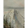 QUADRO olio tavola DIPINTO A. Brioschi PAESAGGIO MONTAGNA Alpi PASTORELLA pecore