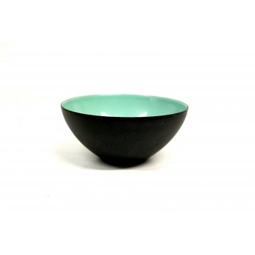 CIOTOLA BOWL Krenit  Denmark  NERO OPACO e SMALO VERDE ACQUA DESIGN DANESE 1950 