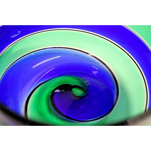 CIOTOLA VASO VETRO MURANO SPIRALE GLASS BOWL SWIRL BLU VERDE Fulvio  Bianconi 93