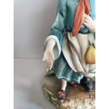 SCULTURA CERAMICA Capodimonte FIGURA MUSICISTA CLOCHARD VAGABONDO ANZIANO BIMBA