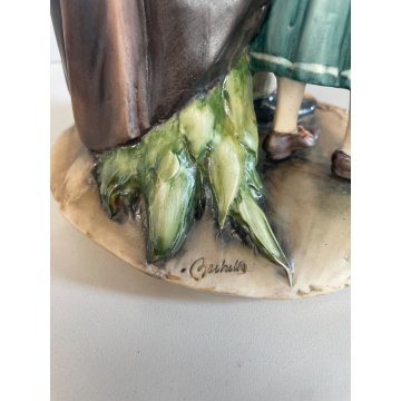 SCULTURA CERAMICA Capodimonte FIGURA MUSICISTA CLOCHARD VAGABONDO ANZIANO BIMBA