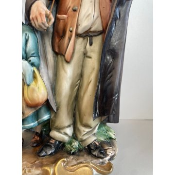 SCULTURA CERAMICA Capodimonte FIGURA MUSICISTA CLOCHARD VAGABONDO ANZIANO BIMBA