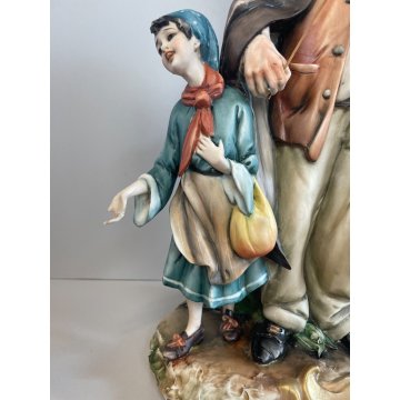 SCULTURA CERAMICA Capodimonte FIGURA MUSICISTA CLOCHARD VAGABONDO ANZIANO BIMBA