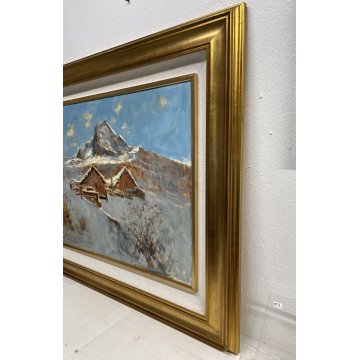 QUADRO DIPINTO P. Pessina da Castanedo PAESAGIO MONTANO Alpe Veglia BAITE NEVE