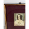 ANTICO DIPINTO OLIO MINIATURA CELLULOIDE RITRATTO FEMMINILE DIPINTA a MANO '30