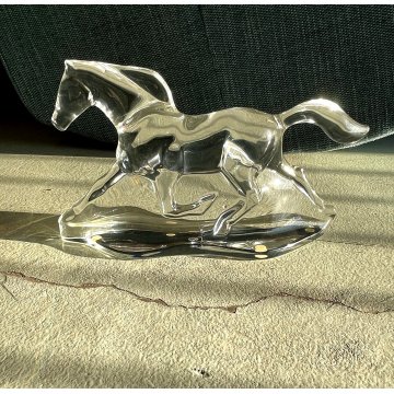 SCULTURA CRISTALLO CAVALLO TROTTO APOLLO Baccarat CRYSTAL FIGURE HORSE Apollon