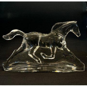 SCULTURA CRISTALLO CAVALLO TROTTO APOLLO Baccarat CRYSTAL FIGURE HORSE Apollon