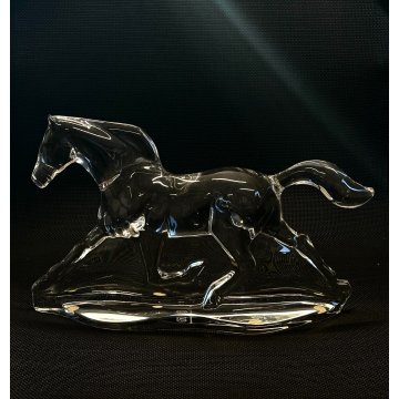 SCULTURA CRISTALLO CAVALLO TROTTO APOLLO Baccarat CRYSTAL FIGURE HORSE Apollon