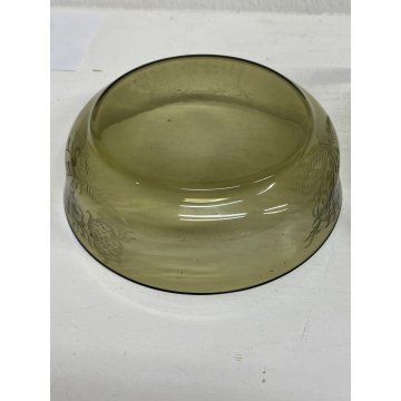 LIDED BOWL SCATOLA PORTA DOLCI COPERCHIO CRISTALLO MOLATO VETRO MURANO FUME '900