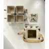 SERVIZIO TE giapponese CERAMICA craclè TEIERA 4 TAZZINE SQUADRATE VASSOIO BAMBOO