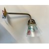 APPLIQUE LAMPADA PARETE LIBERTY VETRO SATINATO DECORO FLOREALE BRONZO DORATO '30