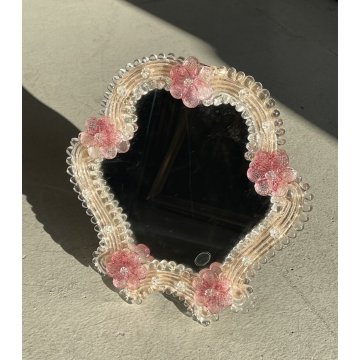 SPECCHIO VENEZIANO da APPOGGIO PARETE VETRO MURANO VINTAGE Vanity Mirror '900