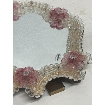 SPECCHIO VENEZIANO da APPOGGIO PARETE VETRO MURANO VINTAGE Vanity Mirror '900