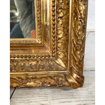 ANTICA SPECCHIERA LIBERTY SPACCHIO PARETE CORNICE LEGNO ORO BOLO ROSSO '800