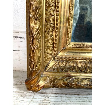 ANTICA SPECCHIERA LIBERTY SPACCHIO PARETE CORNICE LEGNO ORO BOLO ROSSO '800