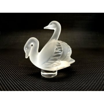 SCULTURA CRISTALLO Lalique France Cigni AMORE FIGURE LOVE Swans FROSTED GLASS