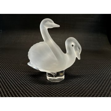 SCULTURA CRISTALLO Lalique France Cigni AMORE FIGURE LOVE Swans FROSTED GLASS