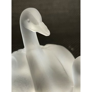 SCULTURA CRISTALLO Lalique France Cigni AMORE FIGURE LOVE Swans FROSTED GLASS