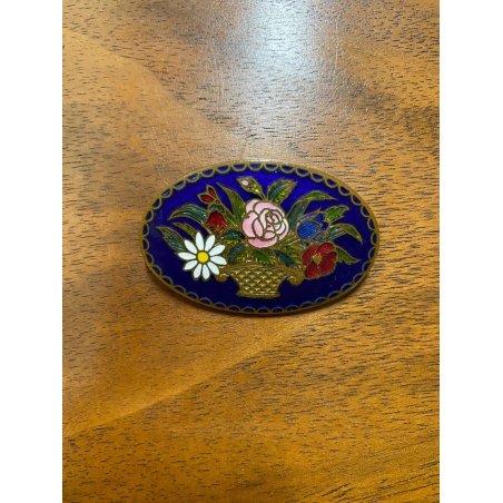 ANTICA SPILLA CLOISONNE OTTONE SMALTATO FIRMA STABILIMENTI ARTISTICI FIORENTINI