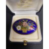 ANTICA SPILLA CLOISONNE OTTONE SMALTATO FIRMA STABILIMENTI ARTISTICI FIORENTINI