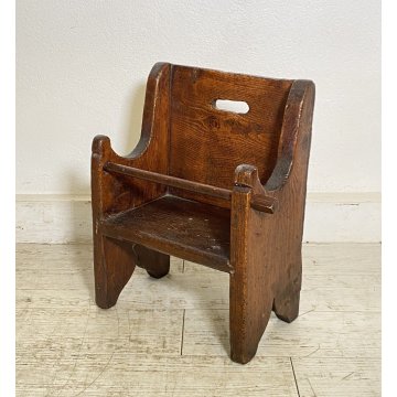 ANTICA SEDIA PER BAMBINI 1800 LEGNO NOCE FRANCIA OLD CHILD'S CHAIR SGABELLO