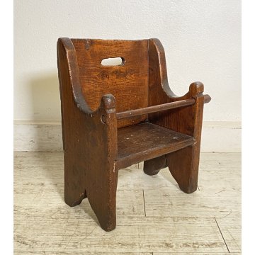 ANTICA SEDIA PER BAMBINI 1800 LEGNO NOCE FRANCIA OLD CHILD'S CHAIR SGABELLO