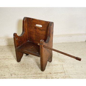 ANTICA SEDIA PER BAMBINI 1800 LEGNO NOCE FRANCIA OLD CHILD'S CHAIR SGABELLO