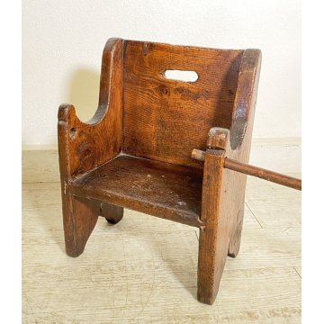 ANTICA SEDIA PER BAMBINI 1800 LEGNO NOCE FRANCIA OLD CHILD'S CHAIR SGABELLO