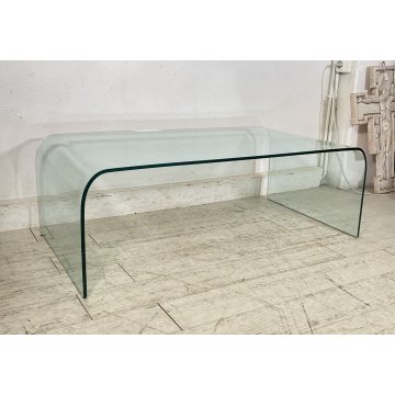 TAVOLINO SALOTTO DESIGN ATTR. FIAM ANNI 70 VETRO TABLE GLASS VINTAGE TAVOLO