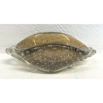 CIOTOLA VASO VETRO MURANO ERCOLE BAROVIER GLASS BOWL ORO FOGLIE BOLLE SOMMERSO 