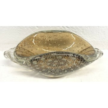 CIOTOLA VASO VETRO MURANO ERCOLE BAROVIER GLASS BOWL ORO FOGLIE BOLLE SOMMERSO 
