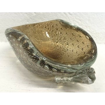 CIOTOLA VASO VETRO MURANO ERCOLE BAROVIER GLASS BOWL ORO FOGLIE BOLLE SOMMERSO 