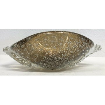 CIOTOLA VASO VETRO MURANO ERCOLE BAROVIER GLASS BOWL ORO FOGLIE BOLLE SOMMERSO 