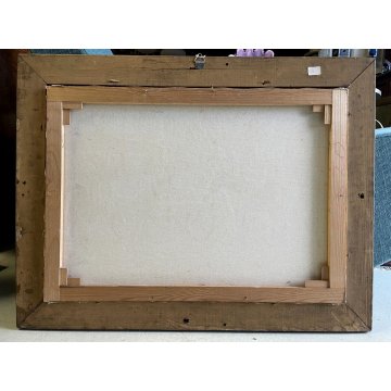 ANTICO QUADRO DIPINTO OLIO TELA FIRMATO Zapato MERCATO CARRI CAVALLI Primo '900