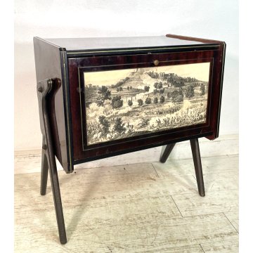 ANTICO MOBILE BAR GIRADISCHI VINILI TV VINTAGE ANNI 50 OTTONE LEGNO SIDEBOARD