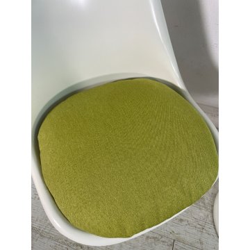 COPPIA SEDIA TULIP ANNI 70 BIANCA VERDE CUSCINO VINTAGE DESIGN CHAIR GIREVOLI