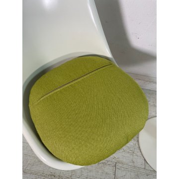 COPPIA SEDIA TULIP ANNI 70 BIANCA VERDE CUSCINO VINTAGE DESIGN CHAIR GIREVOLI