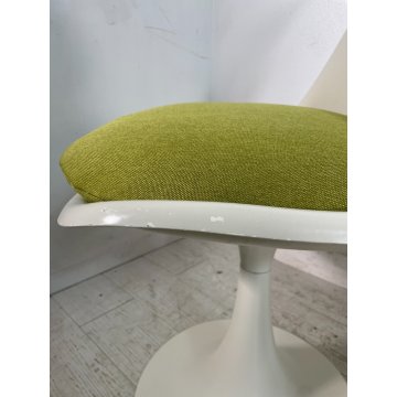 COPPIA SEDIA TULIP ANNI 70 BIANCA VERDE CUSCINO VINTAGE DESIGN CHAIR GIREVOLI