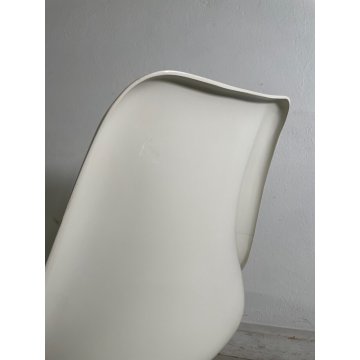 COPPIA SEDIA TULIP ANNI 70 BIANCA VERDE CUSCINO VINTAGE DESIGN CHAIR GIREVOLI