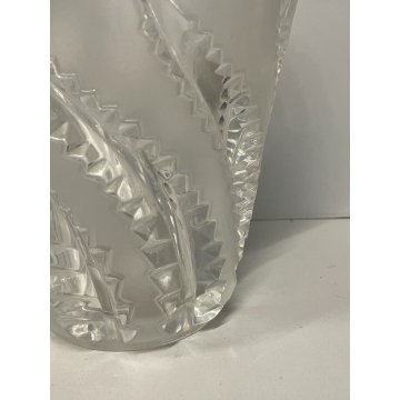 VASO René Lalique CRISTALLO LOBELIA FRANCE ANNI 70 FIRMATO DESIGN VINTAGE VASE