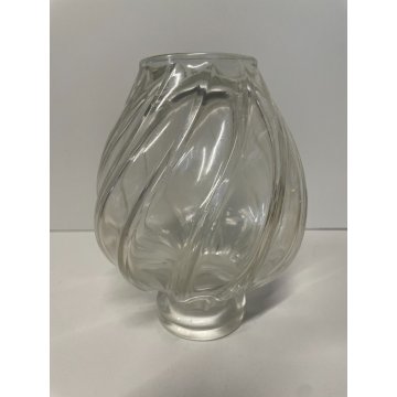 VASO René Lalique CRISTALLO FRANCE ANNI 70 FIRMATO DESIGN VINTAGE VASE COSTOLATO