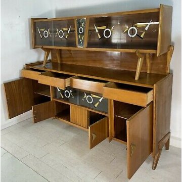 CREDENZA ALZATA VINTAGE PAOLO BUFFA ANNI 50 DESIGN LEGNO FAGGIO MADE IN ITALY 