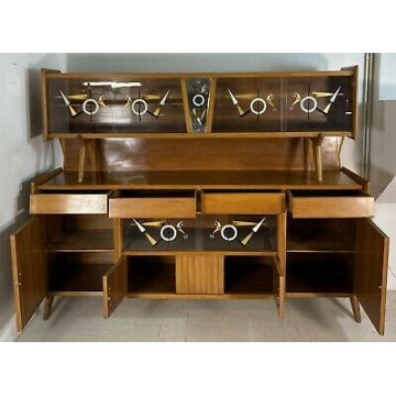 CREDENZA ALZATA VINTAGE PAOLO BUFFA ANNI 50 DESIGN LEGNO FAGGIO MADE IN ITALY 