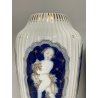 COPPIA VASO PORCELLANA BIANCA PUTTI ORO ZECCHINO SMALTO BLU VASE EPOCA '900