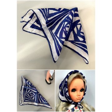 ORIGINALE FOULARD BLU Furga ALTA MODA 3 ESSE S anni '60 ACCESSORI ABITO